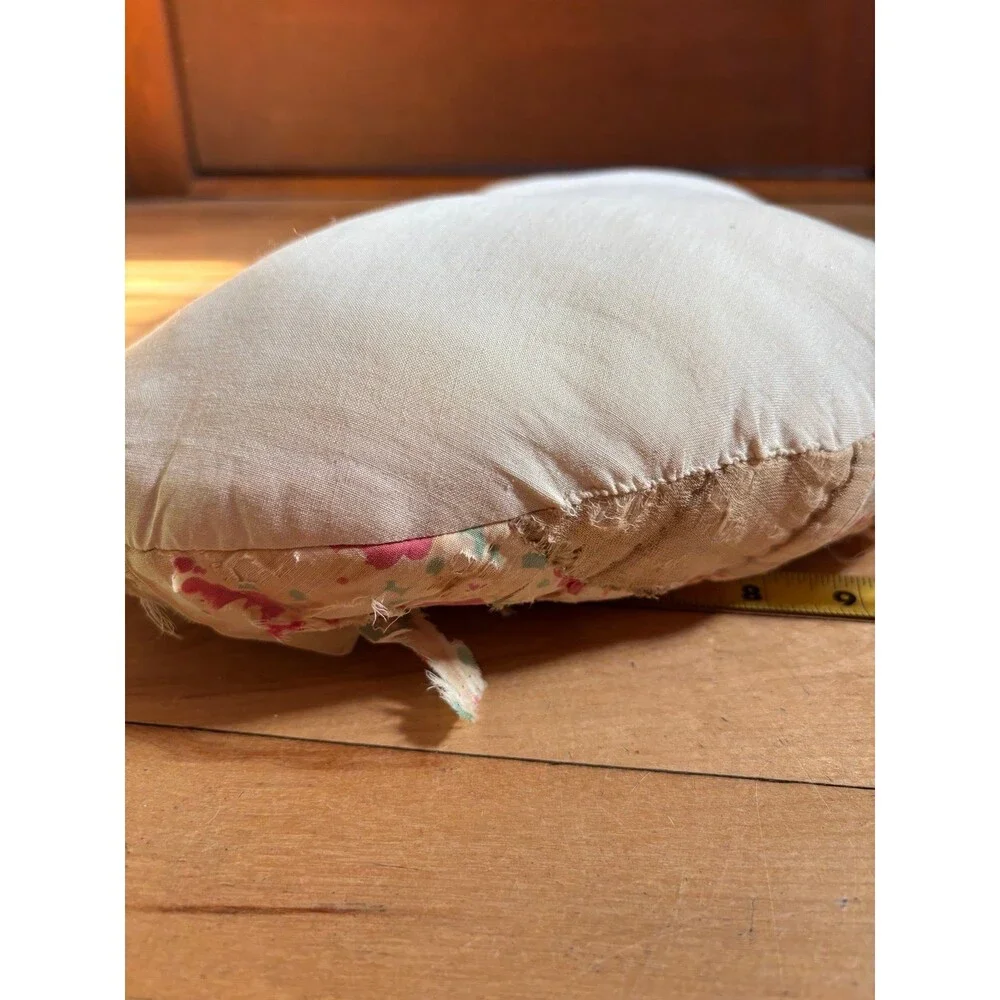 VTG antique shabby Chic Hand Quilted Heart Throw Pillow Cottagecore grandma